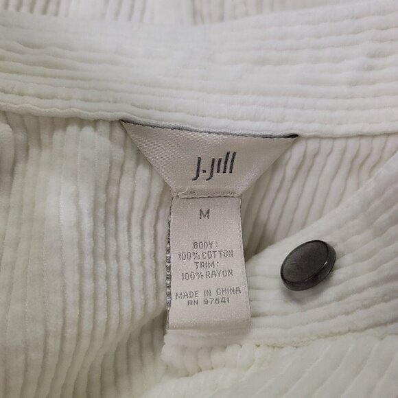 J Jill Womens Corduroy Button Up Jacket Size M Ivory Clean Girl Neutral Retro - Picture 4 of 9